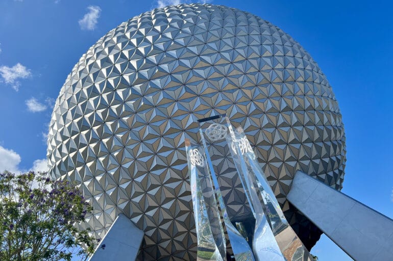 EPCOT Enchanting Extras Tours Will Return in October 31 Spaceship Earth ball with crystal statue