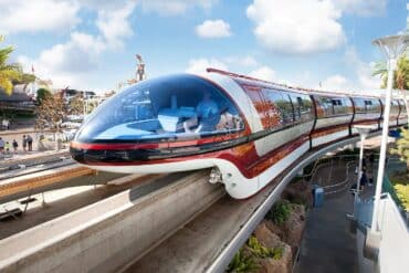 Ultimate Guide to the Iconic Disneyland Monorail – Stops, Hours & More 360 Monorail on track