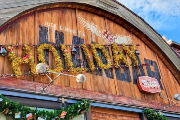 Disney Springs Christmas Tree Stroll 2022 Guide & Photo Tour 123 Bar with Holiday sign