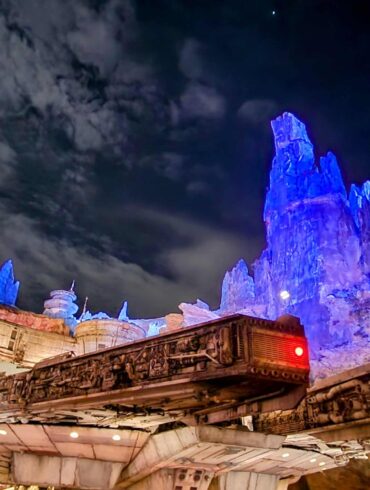 2024 Disney's Hollywood Studios After Hours Guide 232 Millennium Falcon at night in Star Wars: Galaxy's Edge at Disney's Hollywood Studios