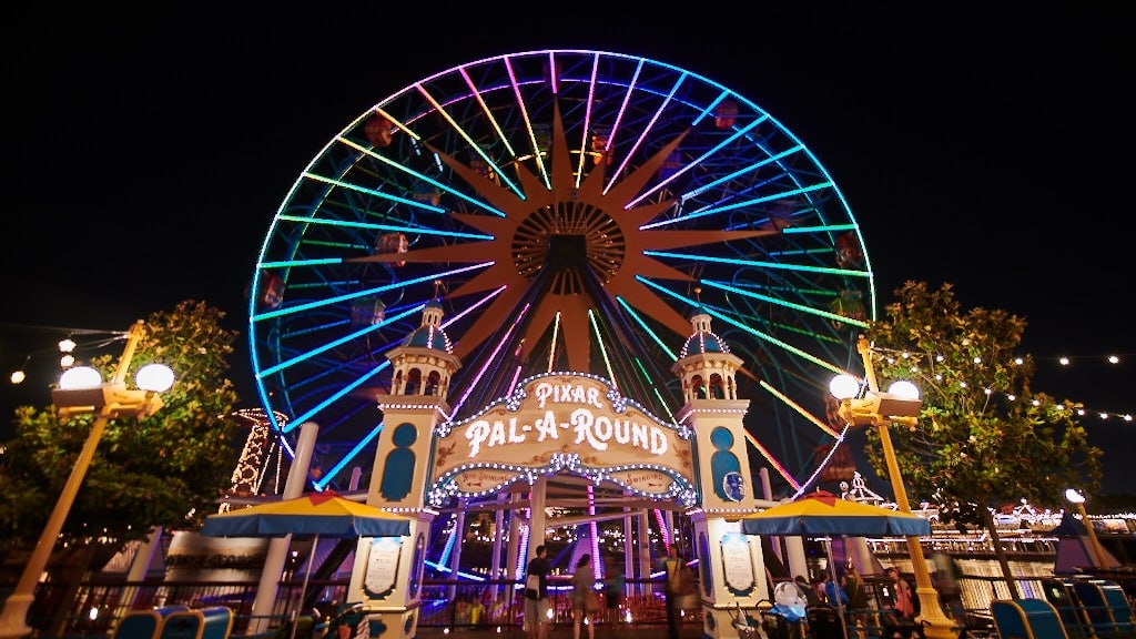 Pixar-Pal-A-Round Entrance at night