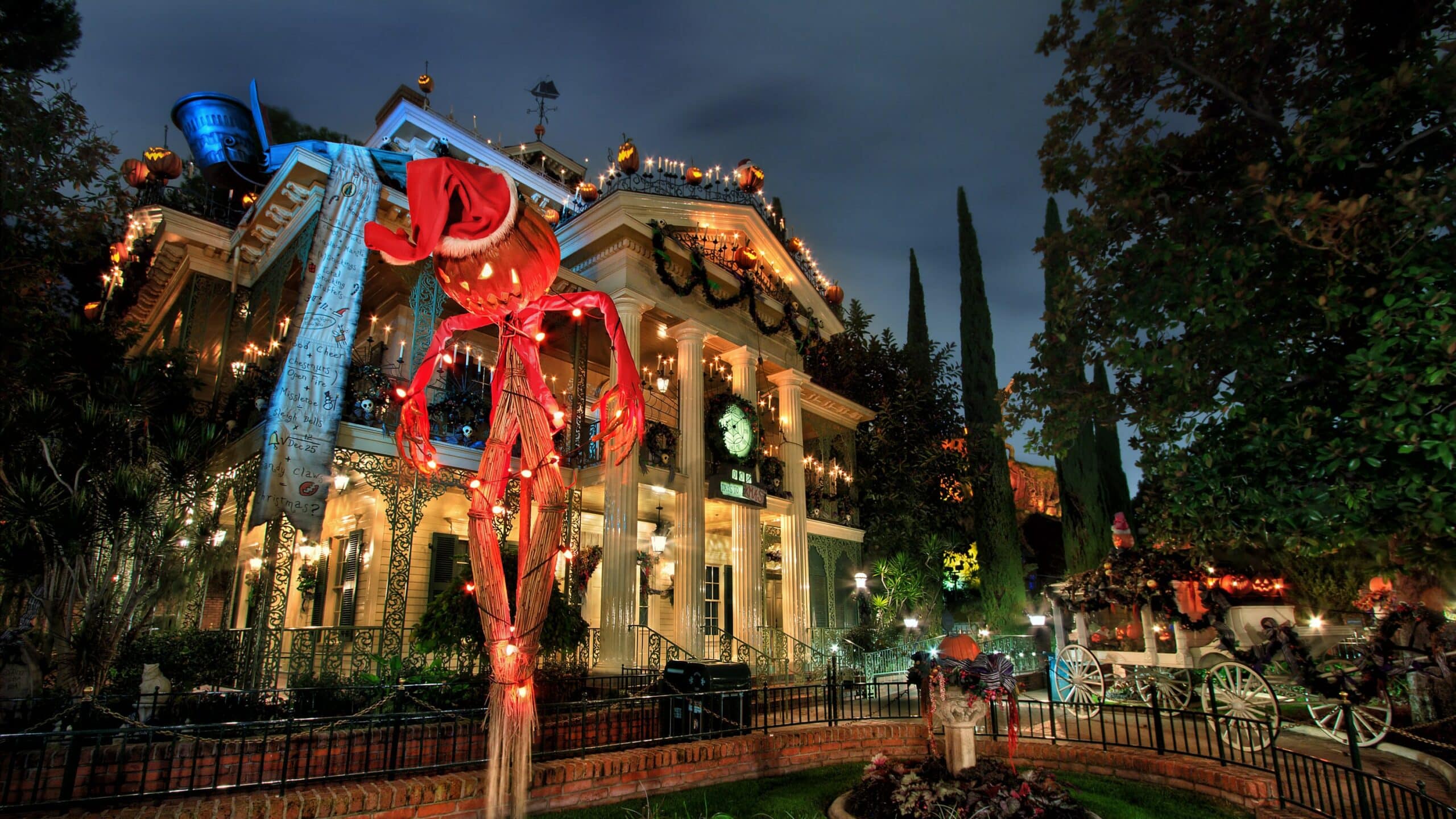 Haunted Mansion Holiday Front Entrance with Jack Skellington and Gates